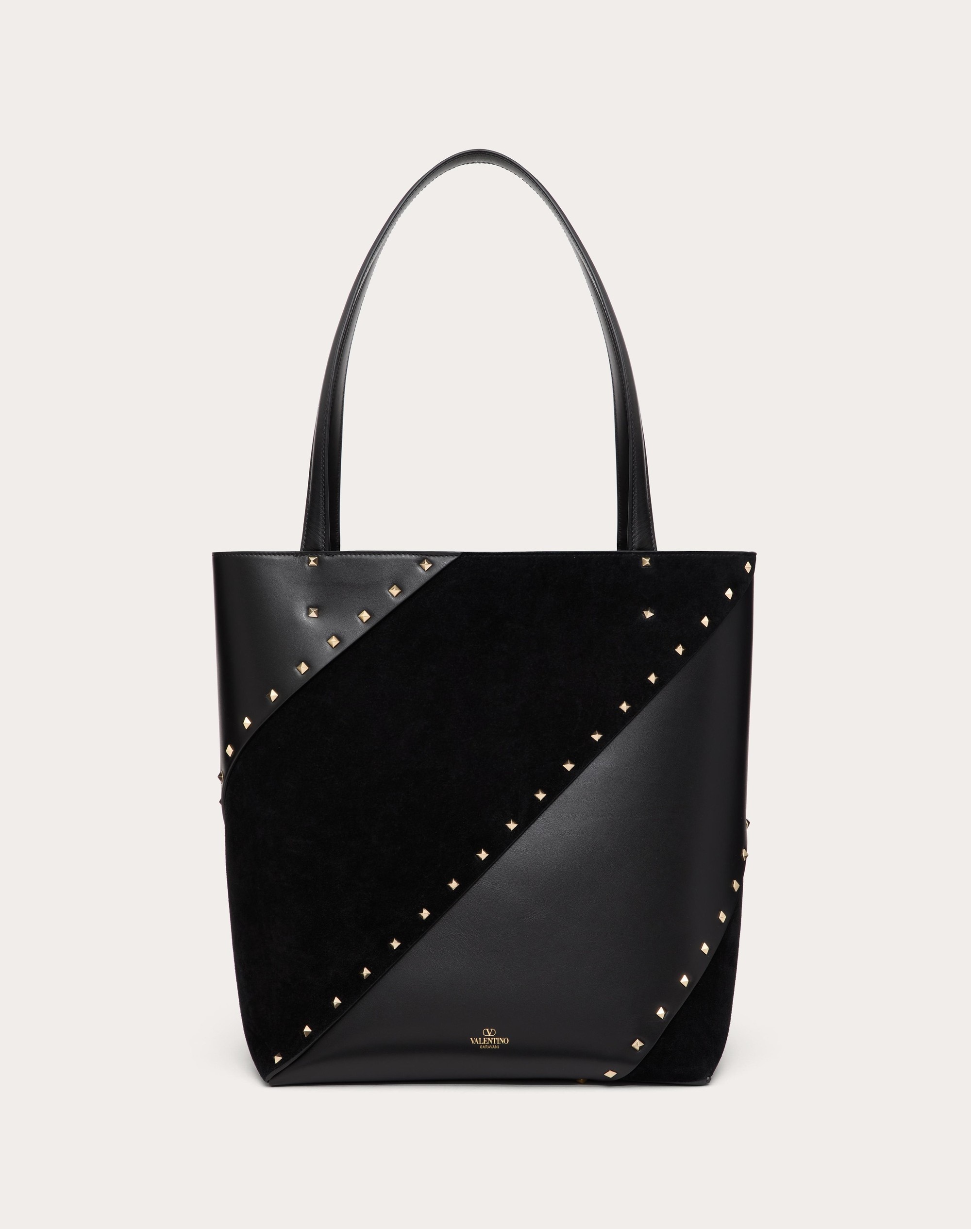 VALENTINO GARAVANI VALENTINO GARAVANI ROCKSTUD WISPY SHOPPING BAG IN CALFSKIN AND SUEDE - 4