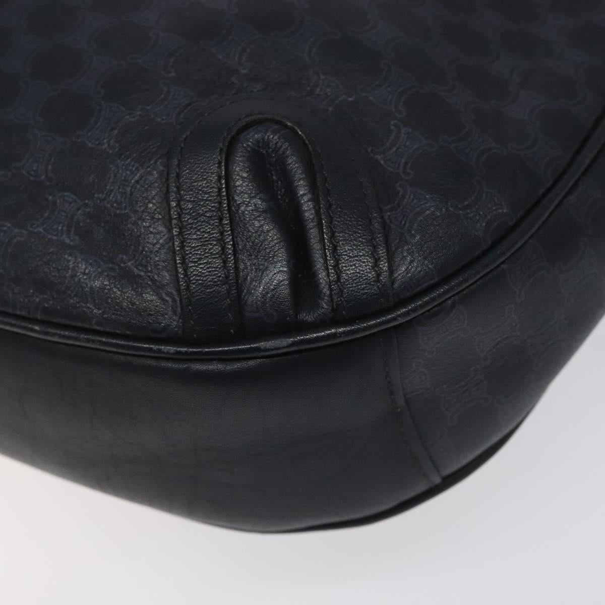 CELINE Macadam Canvas Shoulder Bag Leather Navy Gold - 12