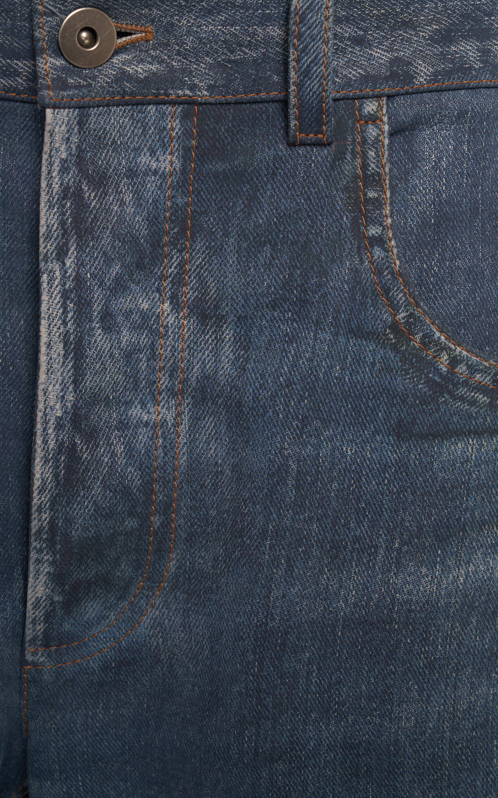 Denim-Printed Leather Trousers blue - 6