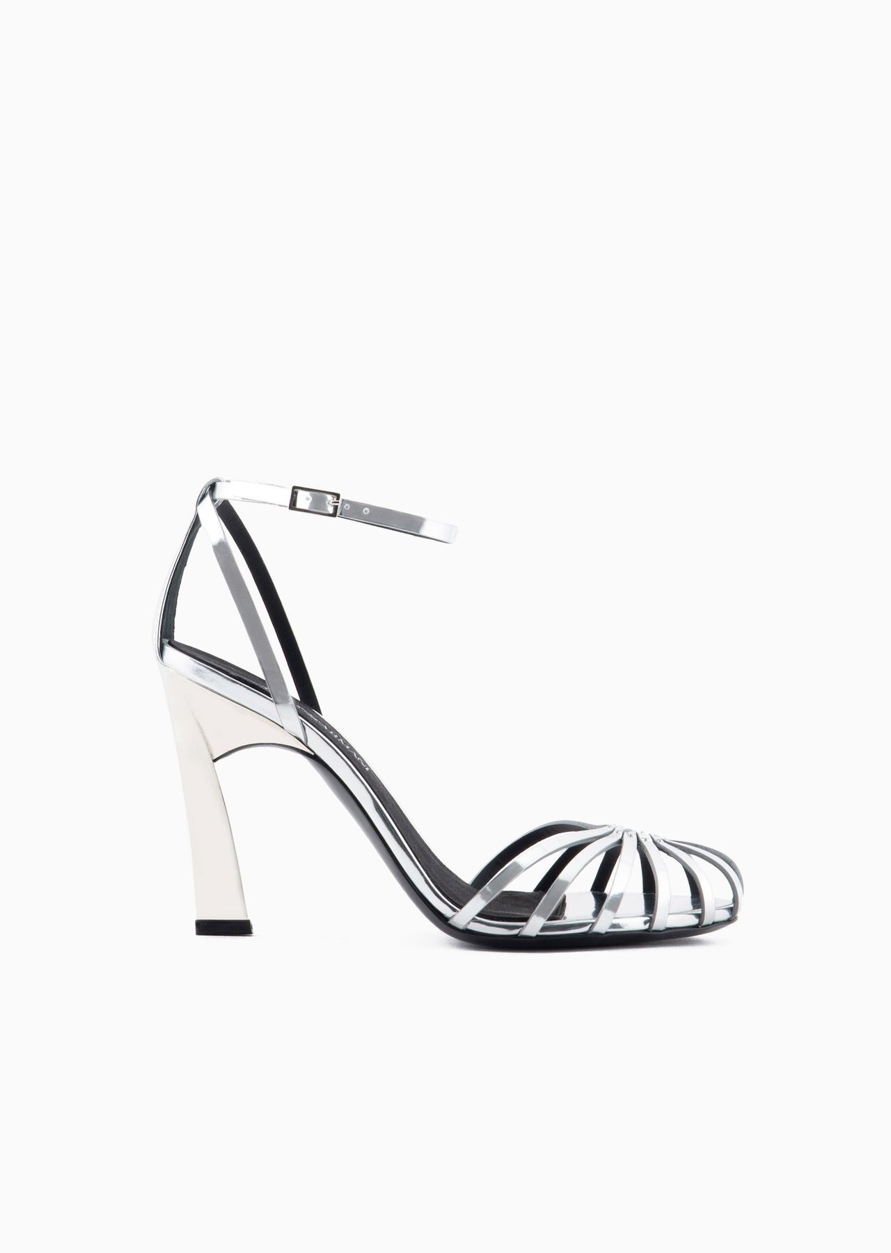 Mirror lamé leather sandals with high heel - 1