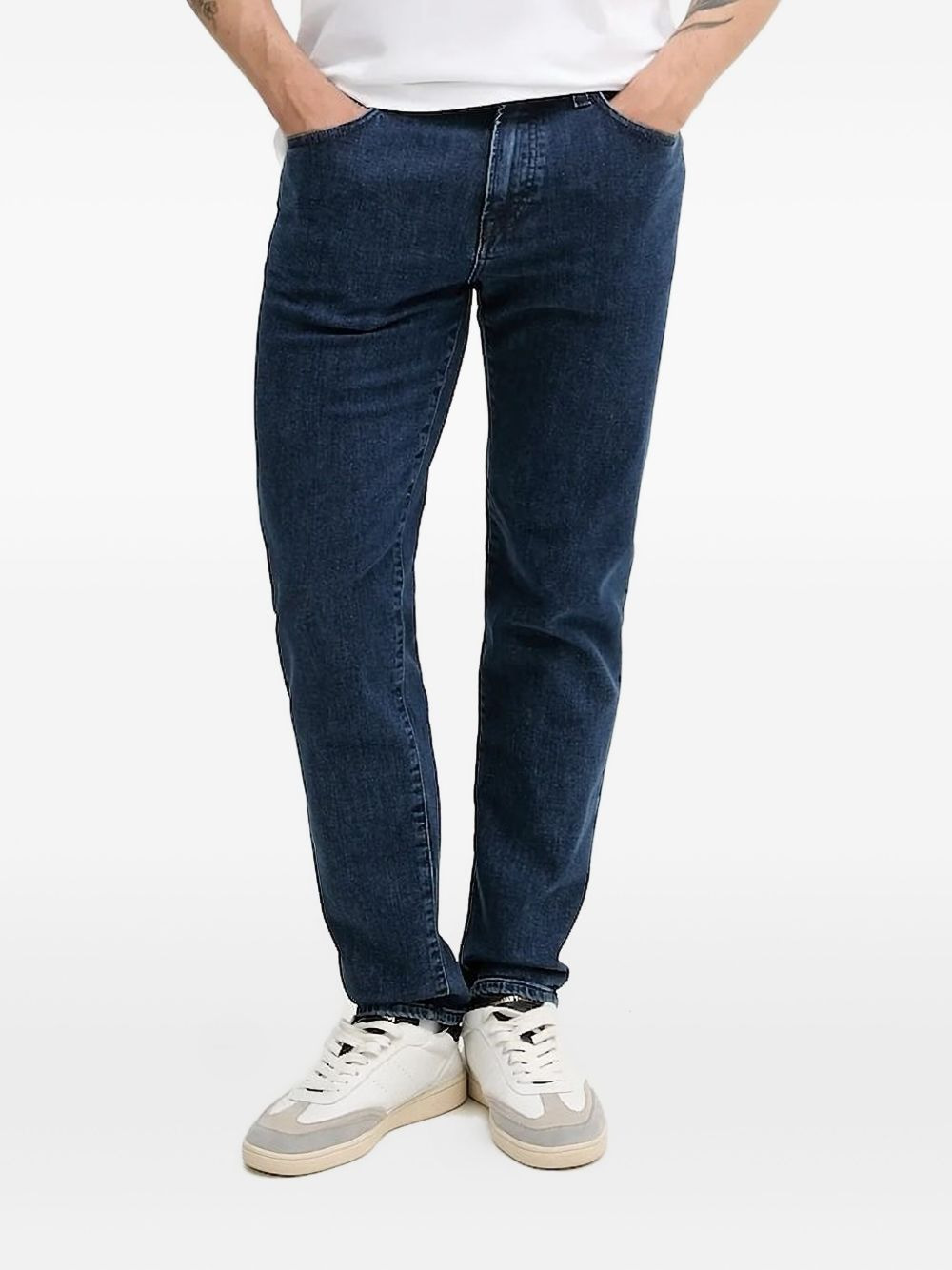 leather-patch jeans - 1