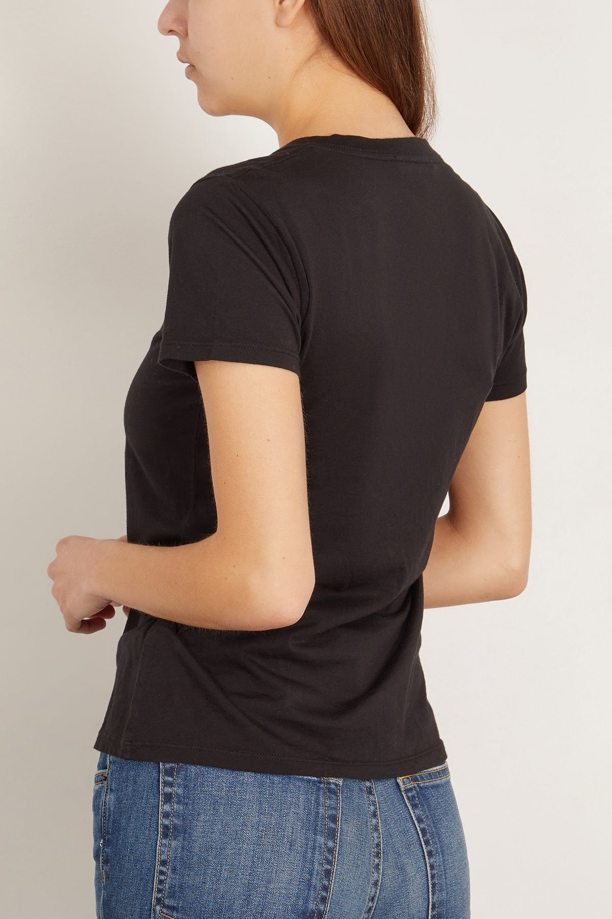 Carol V-Neck Tee Shirt in Jet Black - 4