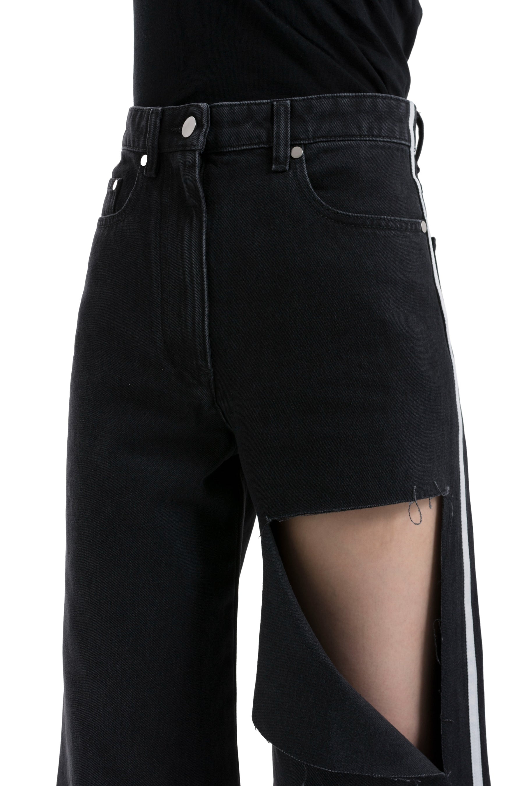 RIPPED STRAIGHT LEG JEANS / BLK - 11