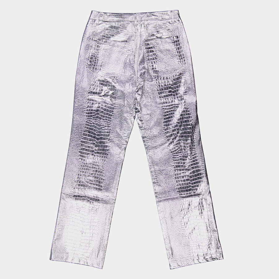 Rotate Ladies Silver Embossed Crocodile Skin Effect Trousers - 7