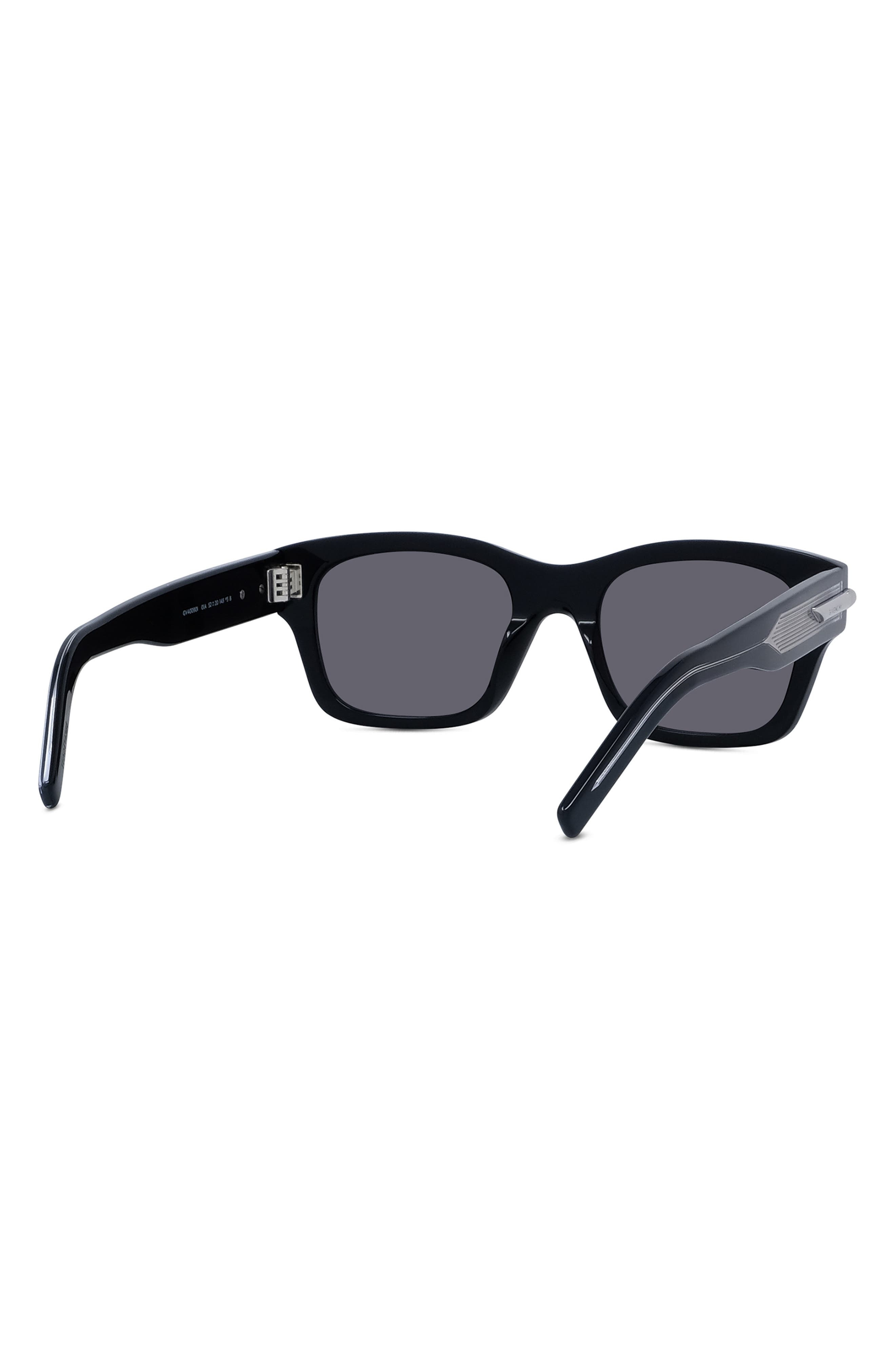 Givenchy GV One 52mm Rectangular Sunglasses in Shiny Black /Smoke at Nordstrom - 6