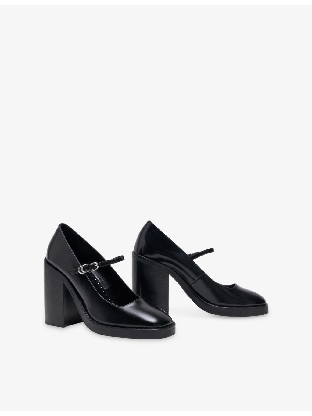 Heeled Leather Mary-Jane Pumps - 4
