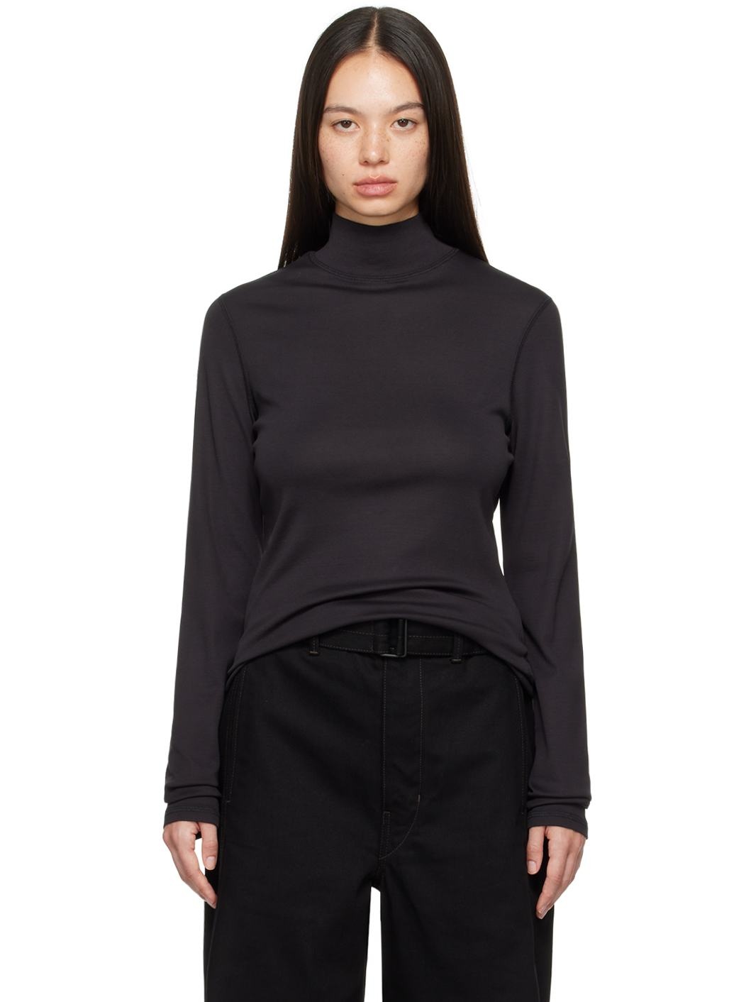 Black Rib Turtleneck - 1
