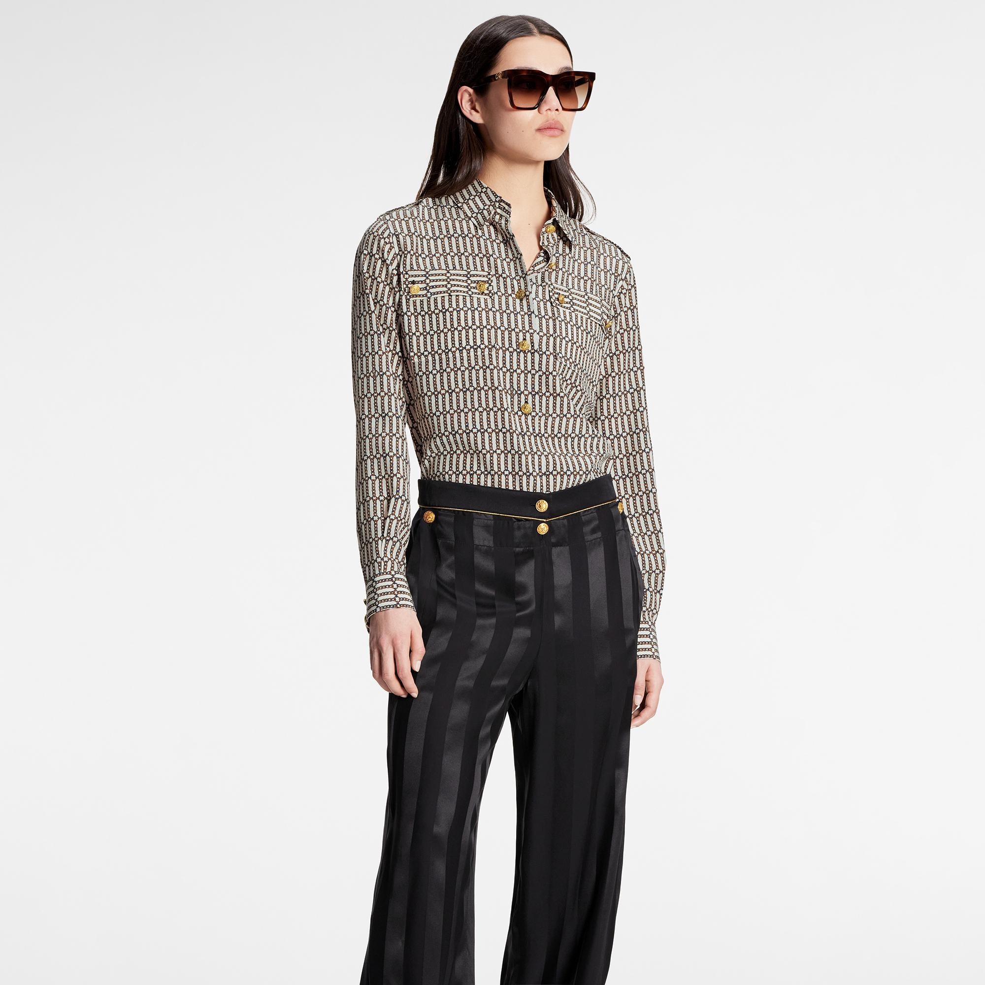 Striped Satin Sailor Pants - 5