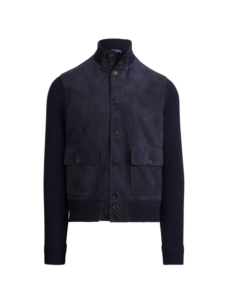 knitted jacket with suede panelling 1