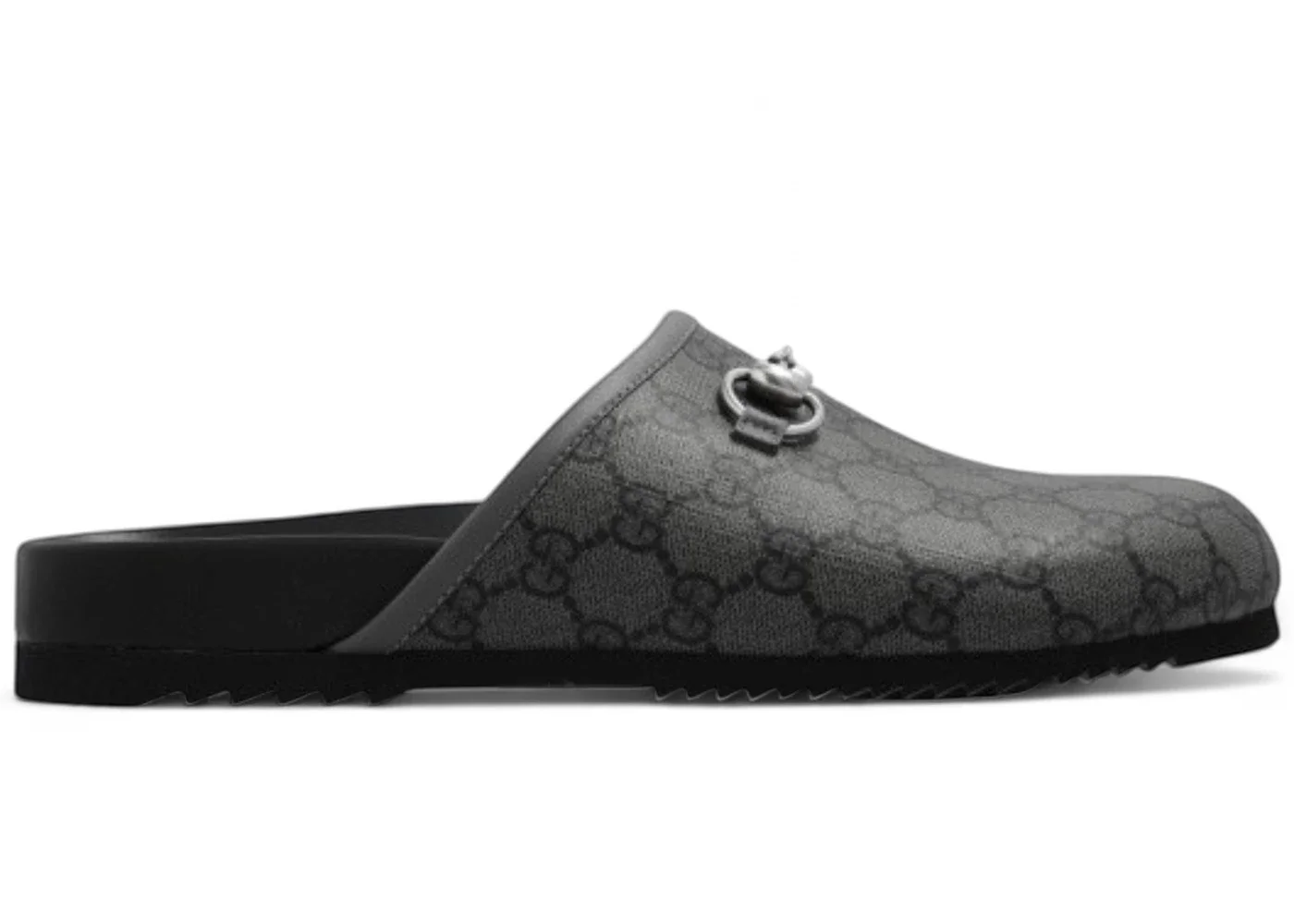 Gucci GG Supreme Mule with Horsebit Grey Black - 1