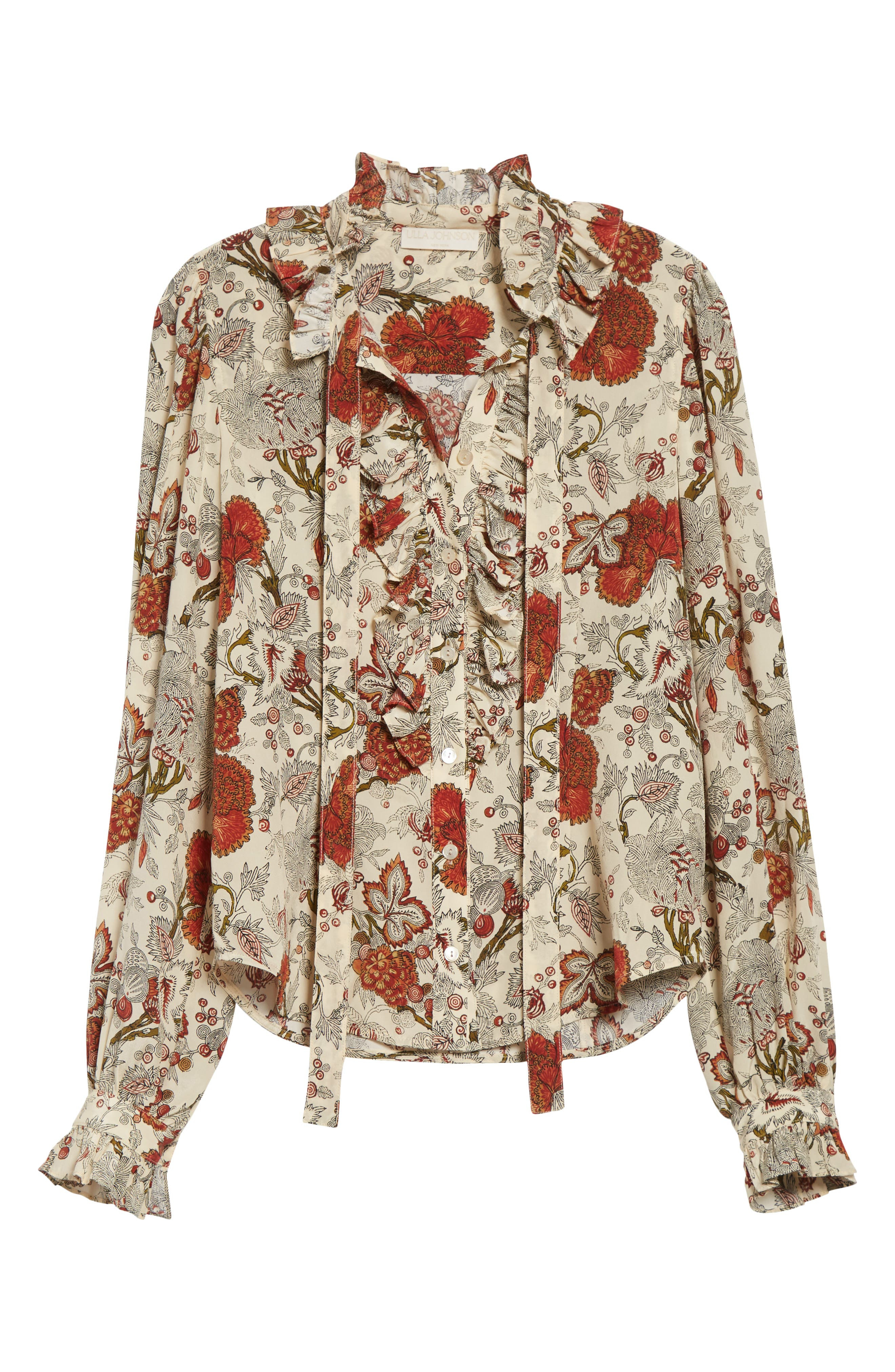 Ulla Johnson Catroux Ruffle Silk Button-Up Shirt in Winter Garden at Nordstrom - 6