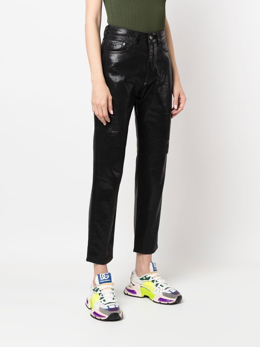 metallic cropped boyfriend jeans - 3