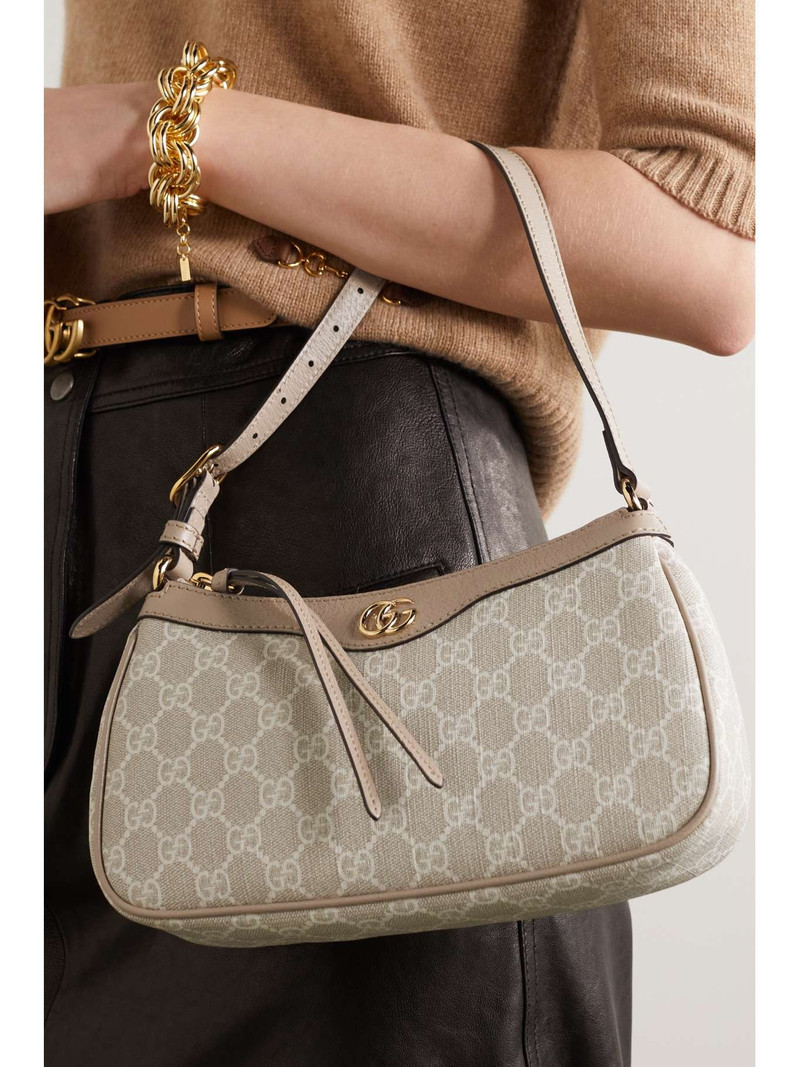 GUCCI Ophidia embellished textured leather-trimmed printed coated-canvas shoulder bag outlook