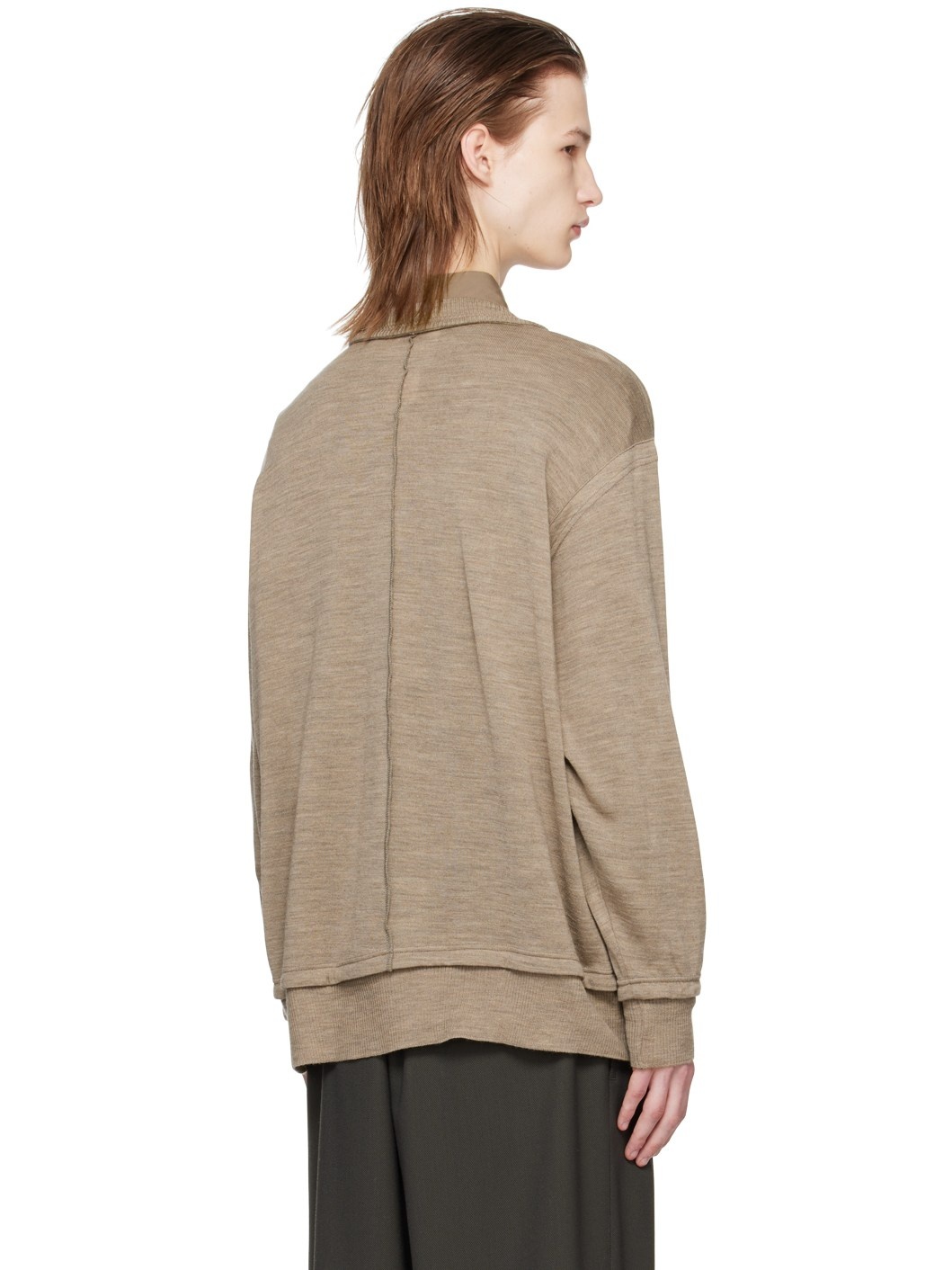 Taupe Exposed Seam Sweater - 3