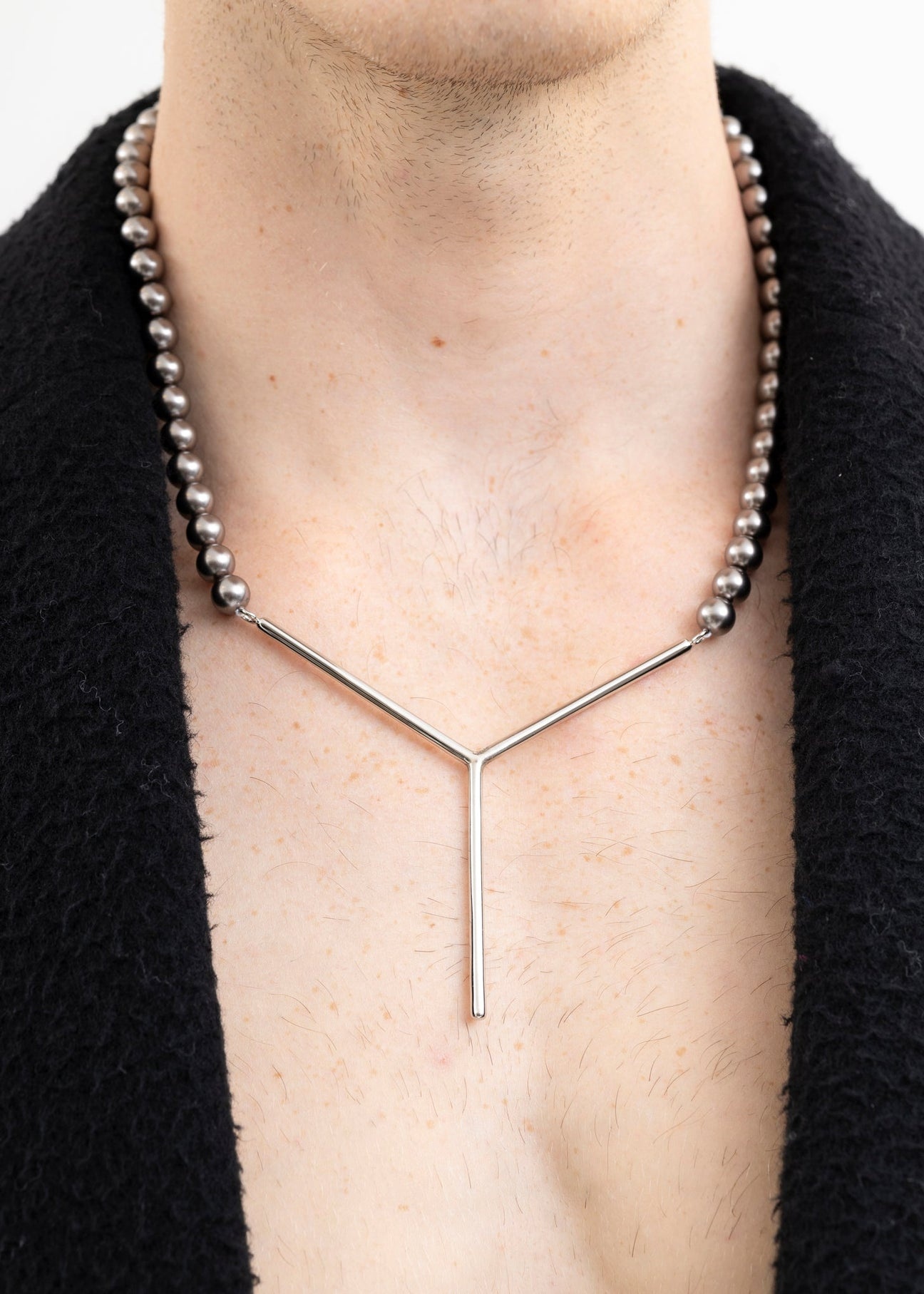 SILVER/GREY PEARLS MAXI Y NECKLACE - 3