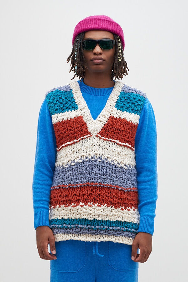 BOUCLE OUTSEAM STRIPE VEST - 2