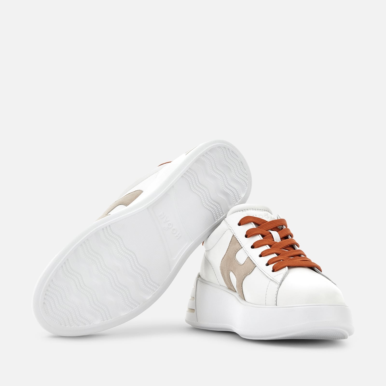 スニーカー HOGAN FW24 REBEL H564 - Sneakers (HXW5620DN61PK6 0GAA) HOGAN women shoes H564 milk leather Rebel sneaker with brown