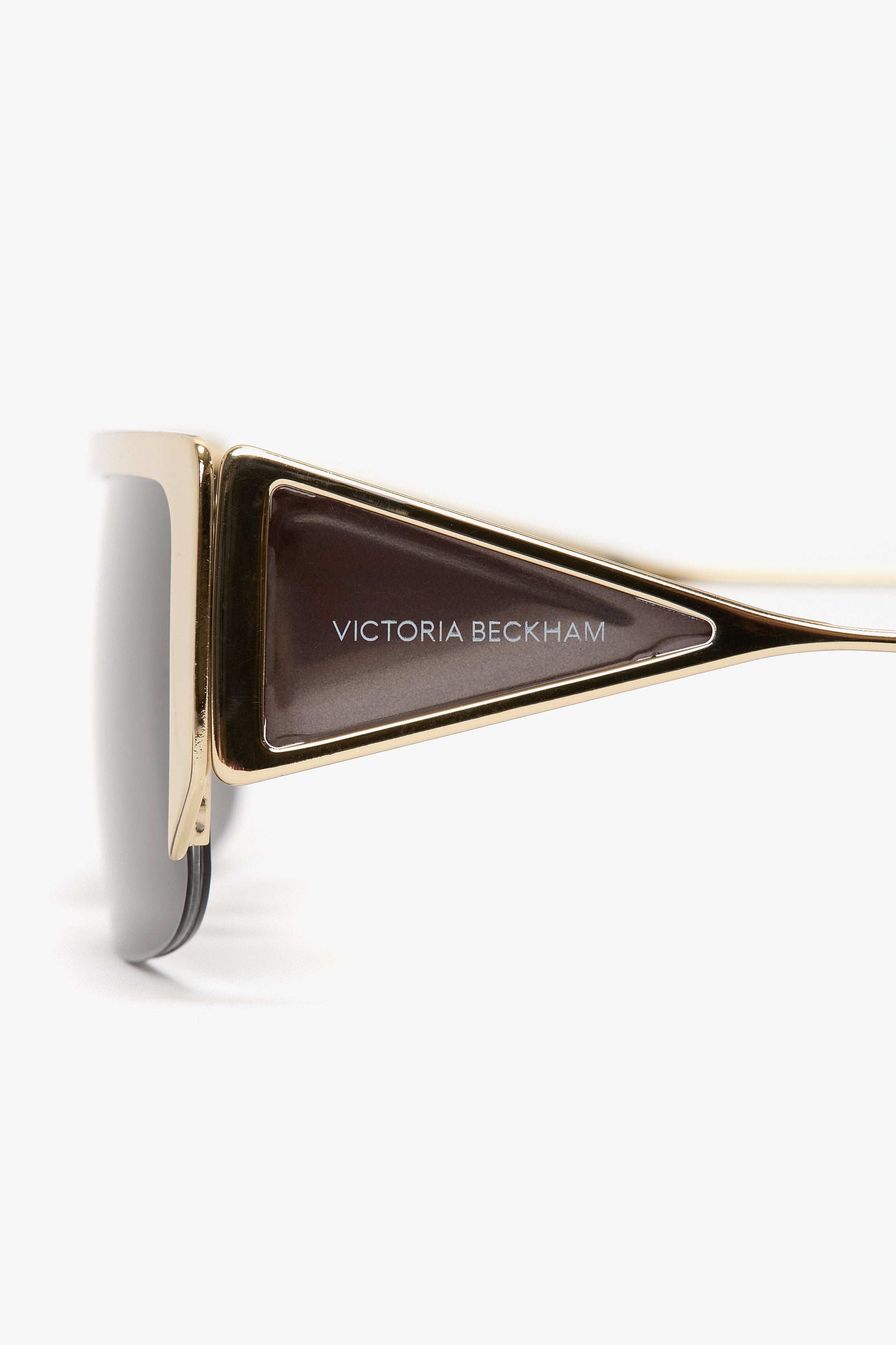 Flat Top Rectangular Sunglasses In Gold-Grey - 4