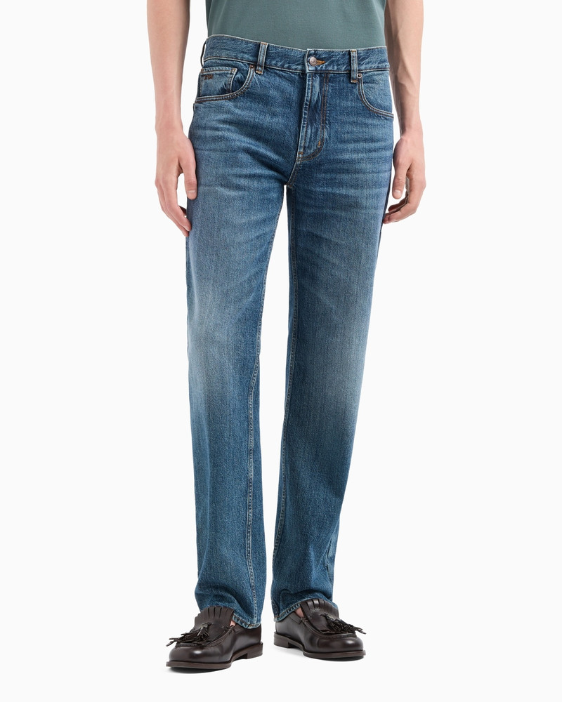 EMPORIO ARMANI J76 STRAIGHT-FIT, WASHED-DENIM JEANS outlook