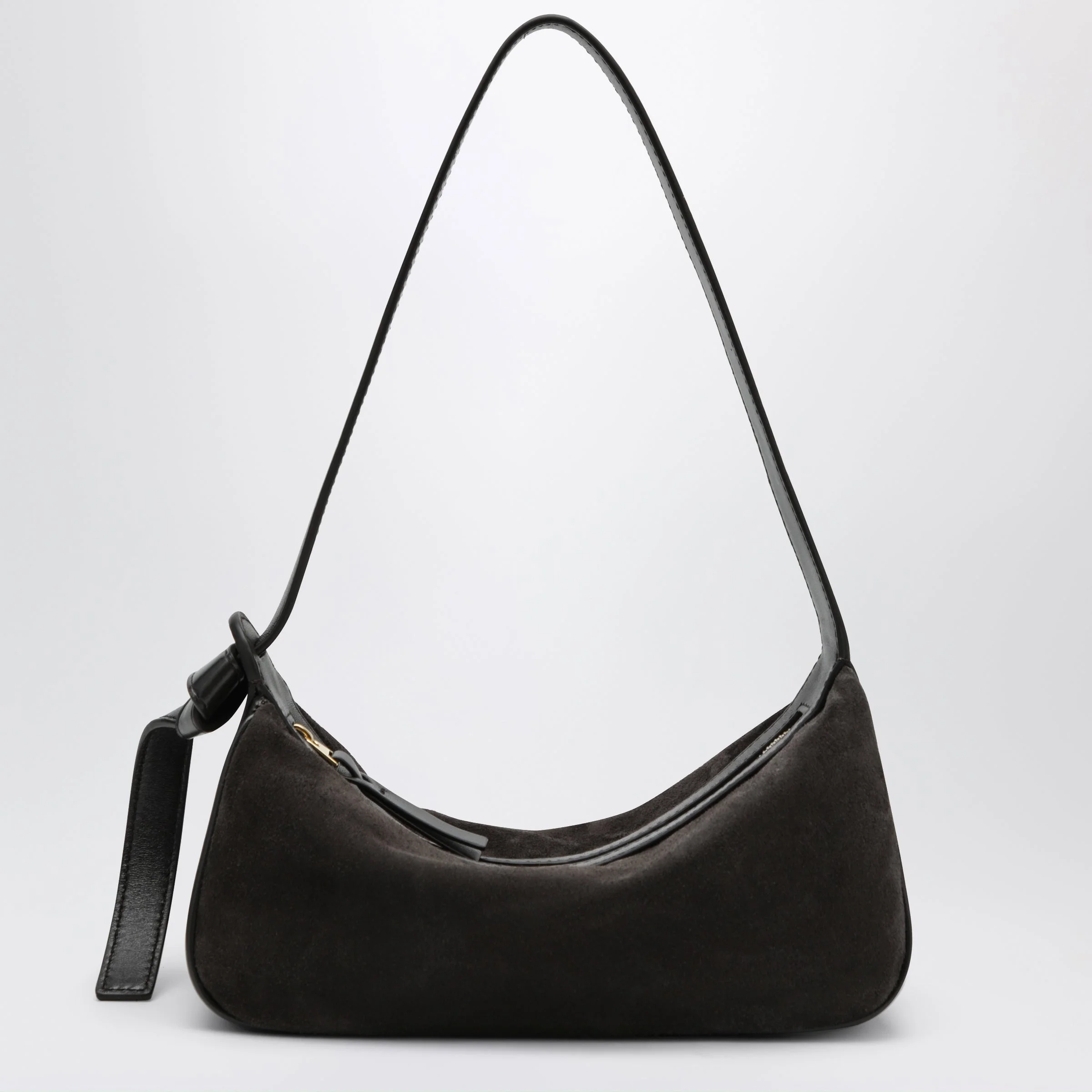 Nodo shoulder bag in suede and nappa leather, espresso - 1