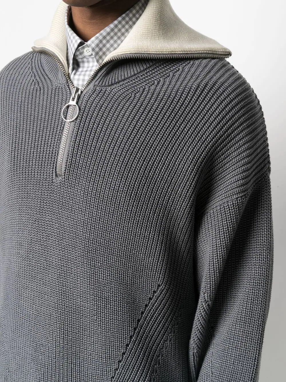 zip collar fisherman's rib jumper - 5