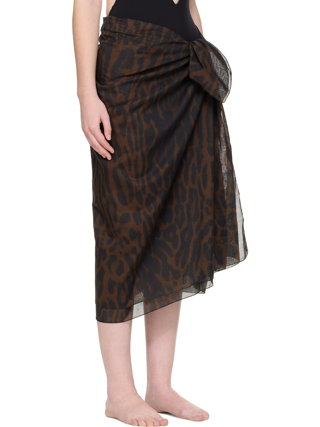 Brown Pareo Wrap Cover-Up Skirt - 2