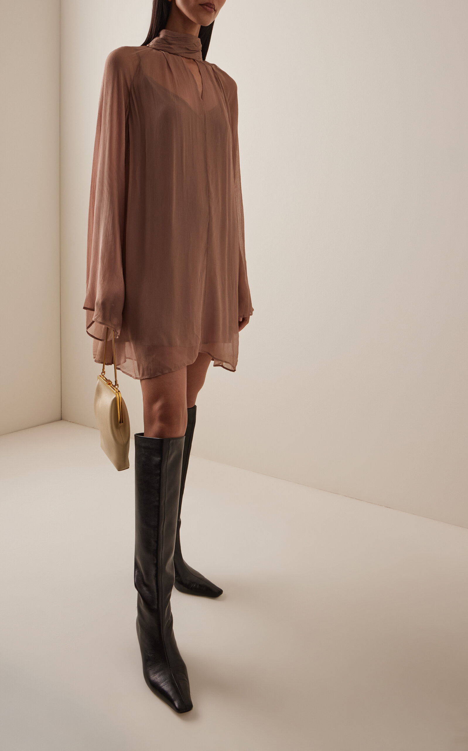 Esther Chiffon Mini Dress taupe - 2