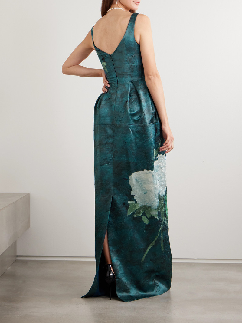 Pleated Floral-print Crinkled-satin Gown 3