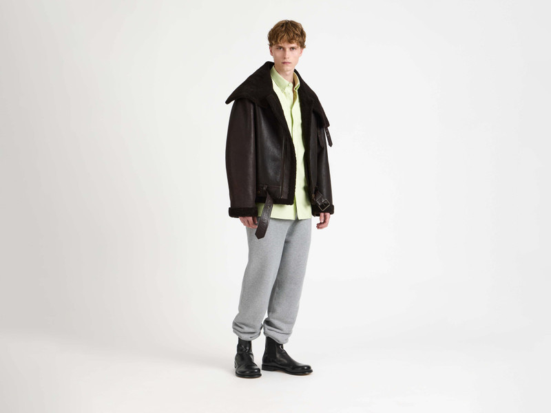 JW Anderson MENS SHEARLING AVIATOR JACKET IN CHOCOLATE BROWN outlook