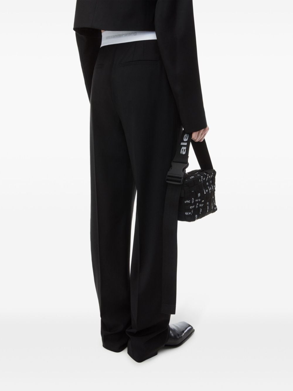 pleat-detail logo-waistband trousers - 4