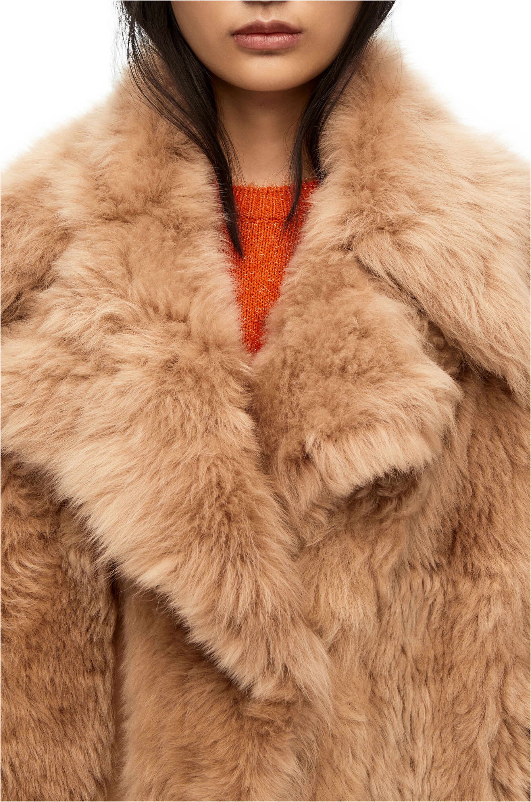 Deconstructed coat in shearling - 4