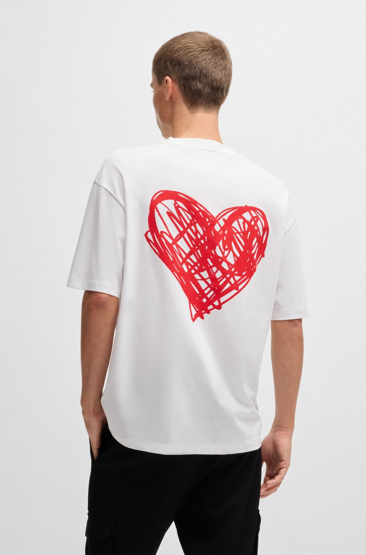 COTTON-JERSEY T-SHIRT WITH HEART ARTWORK - 5