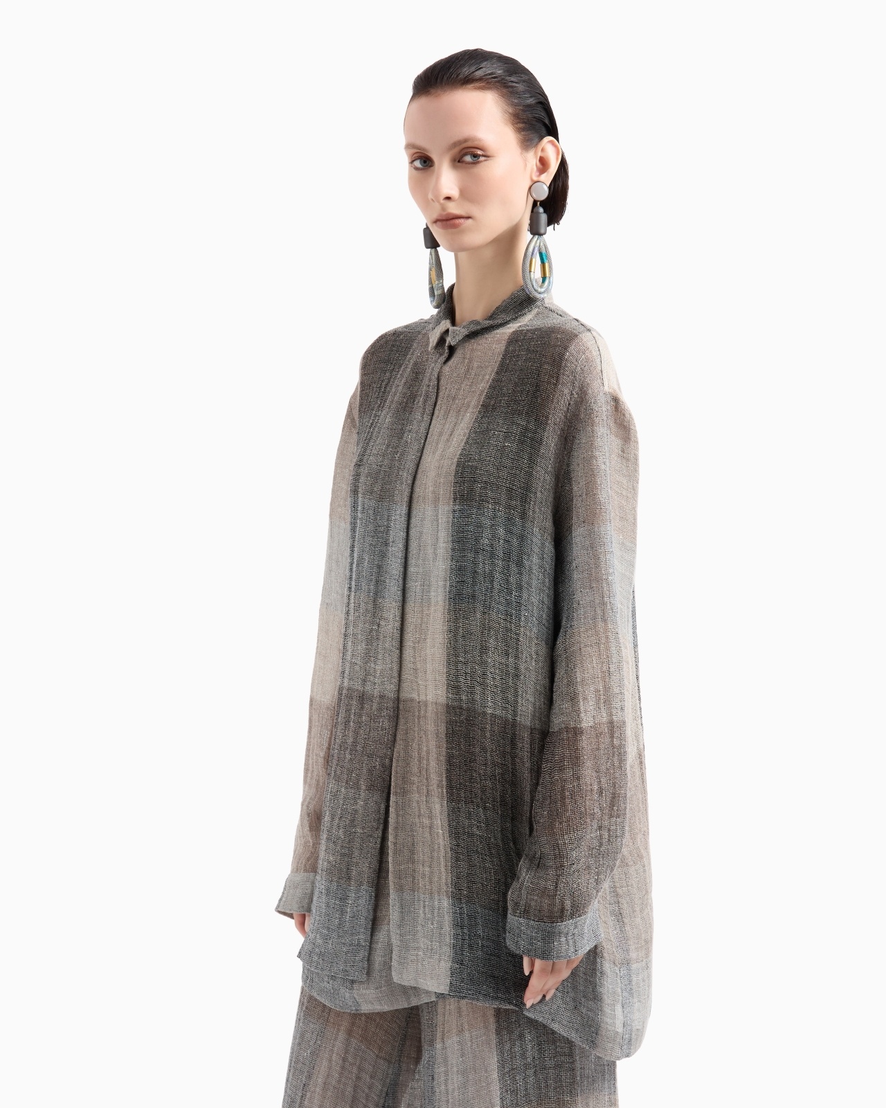 LOOSE BRUSHED LINEN CHECK SHIRT - 4