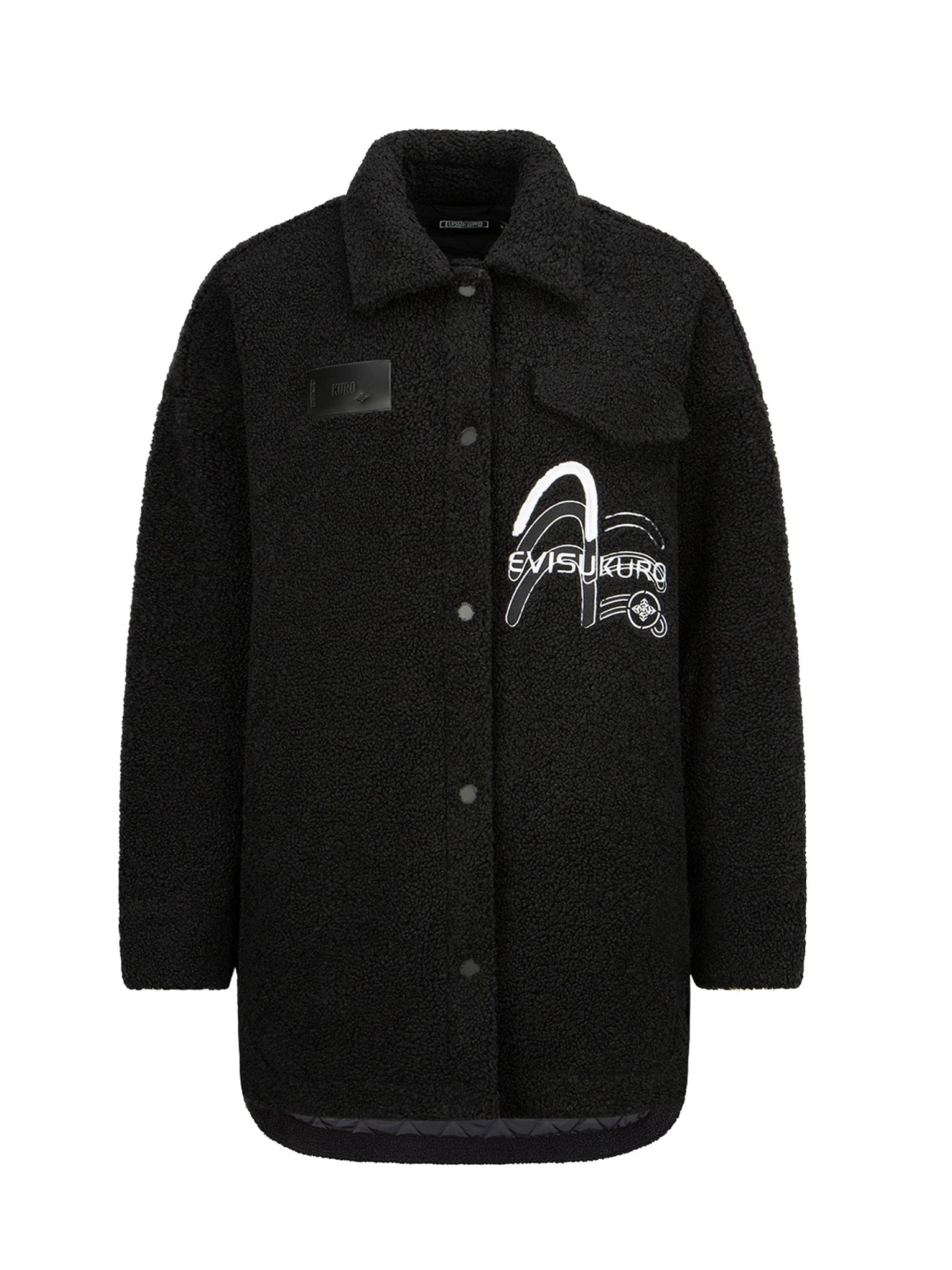 Triple Seagull Embroidered Light-padded Sherpa Fleece Shirt Jacket - 16