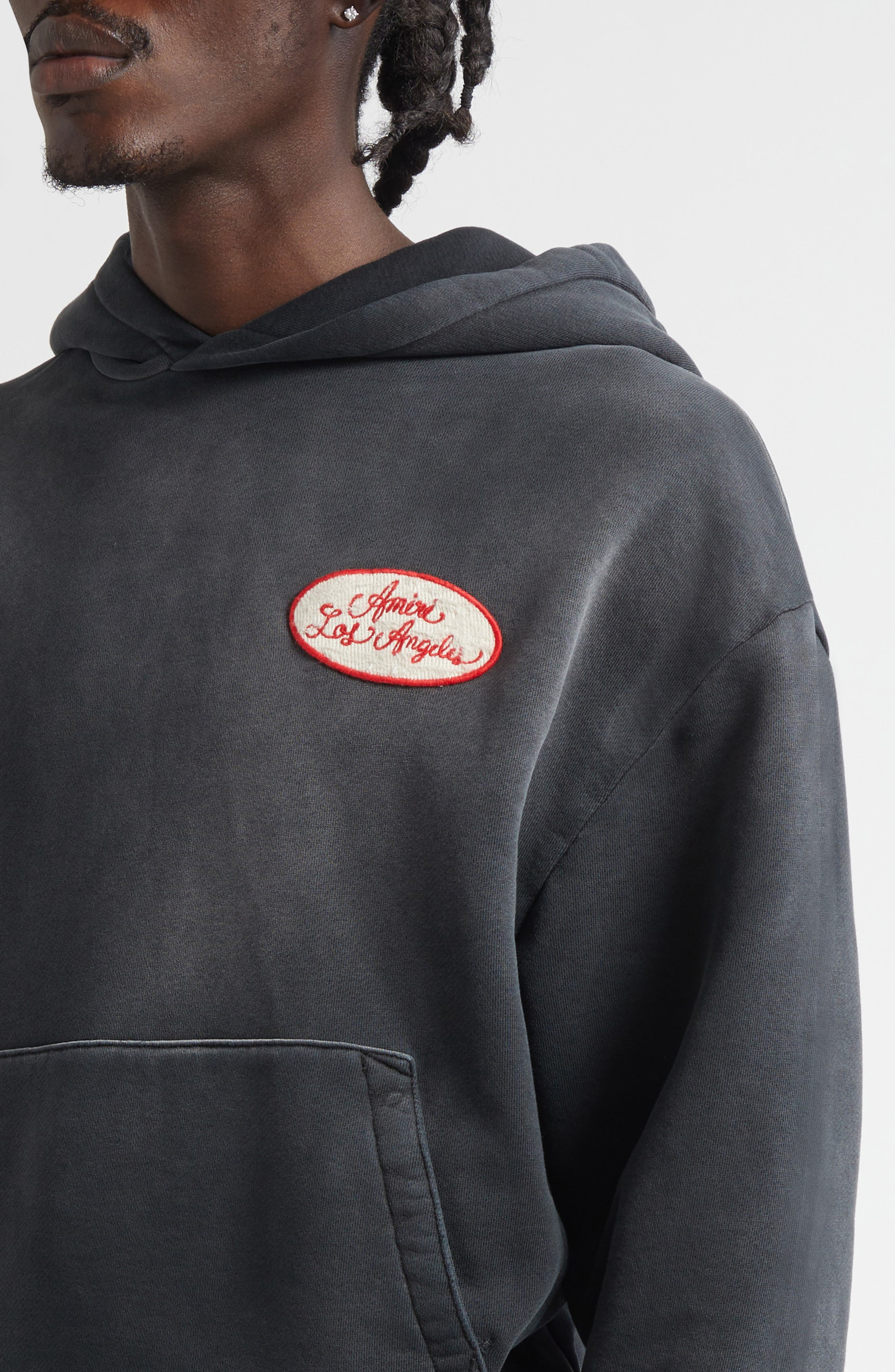 AMIRI Station Patch Oversize Hoodie in Black at Nordstrom - 5