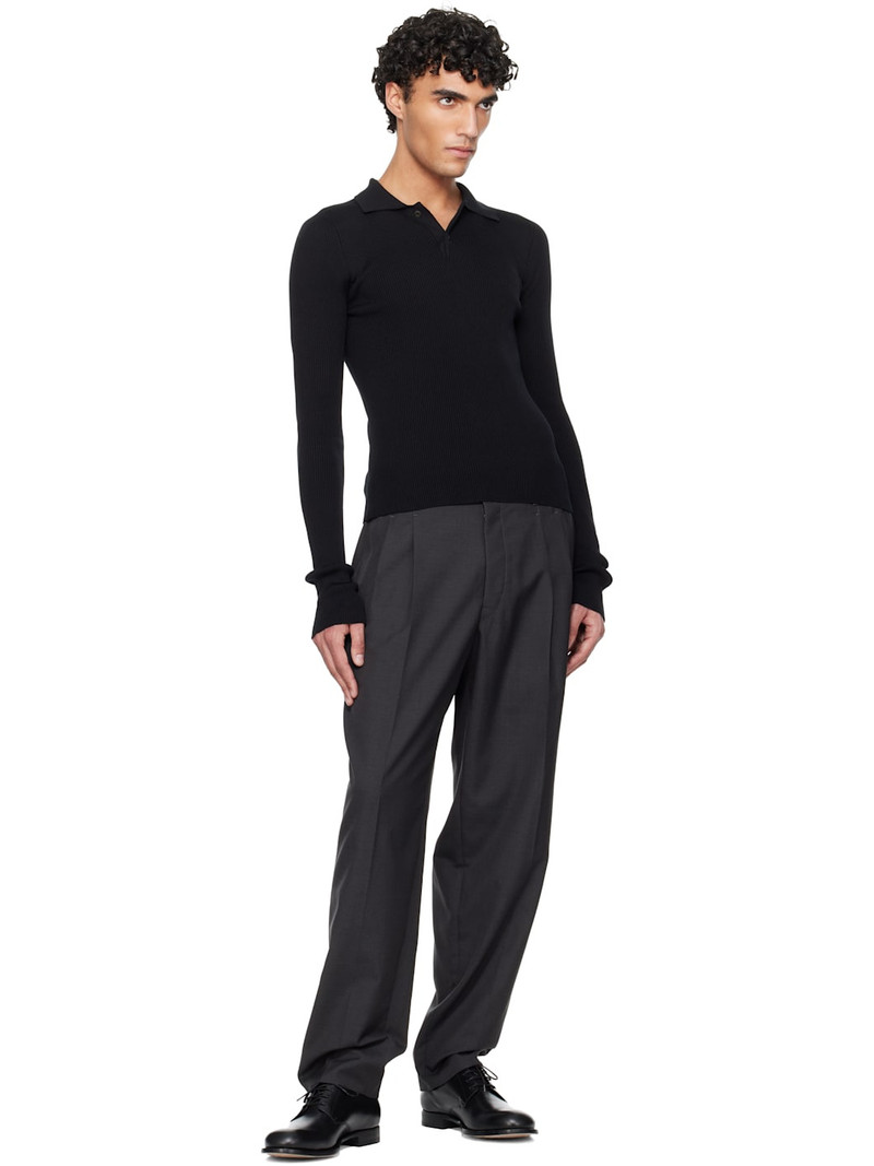 RIER Black Fine Rib Silk Polo outlook