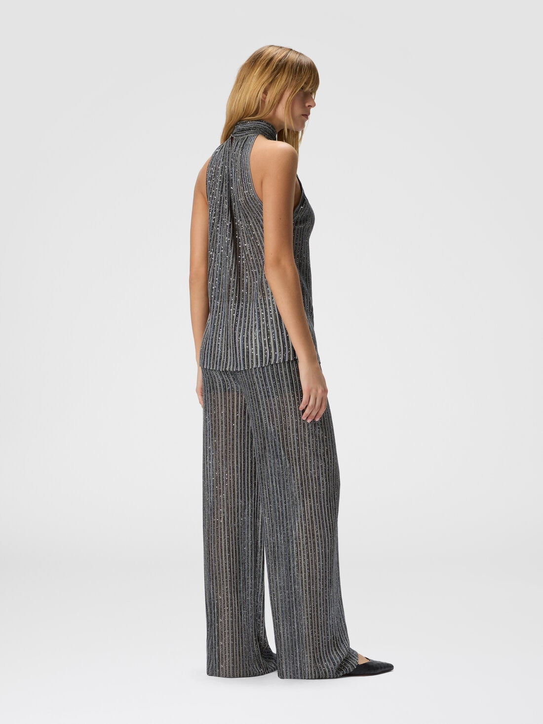 Long trousers with elastic waist and sequins - 3