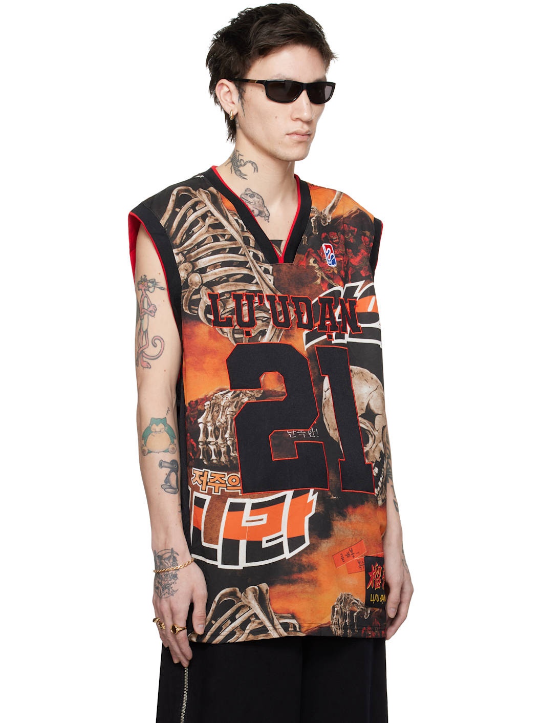 Black & Orange B Ball L-D Tank Top - 2