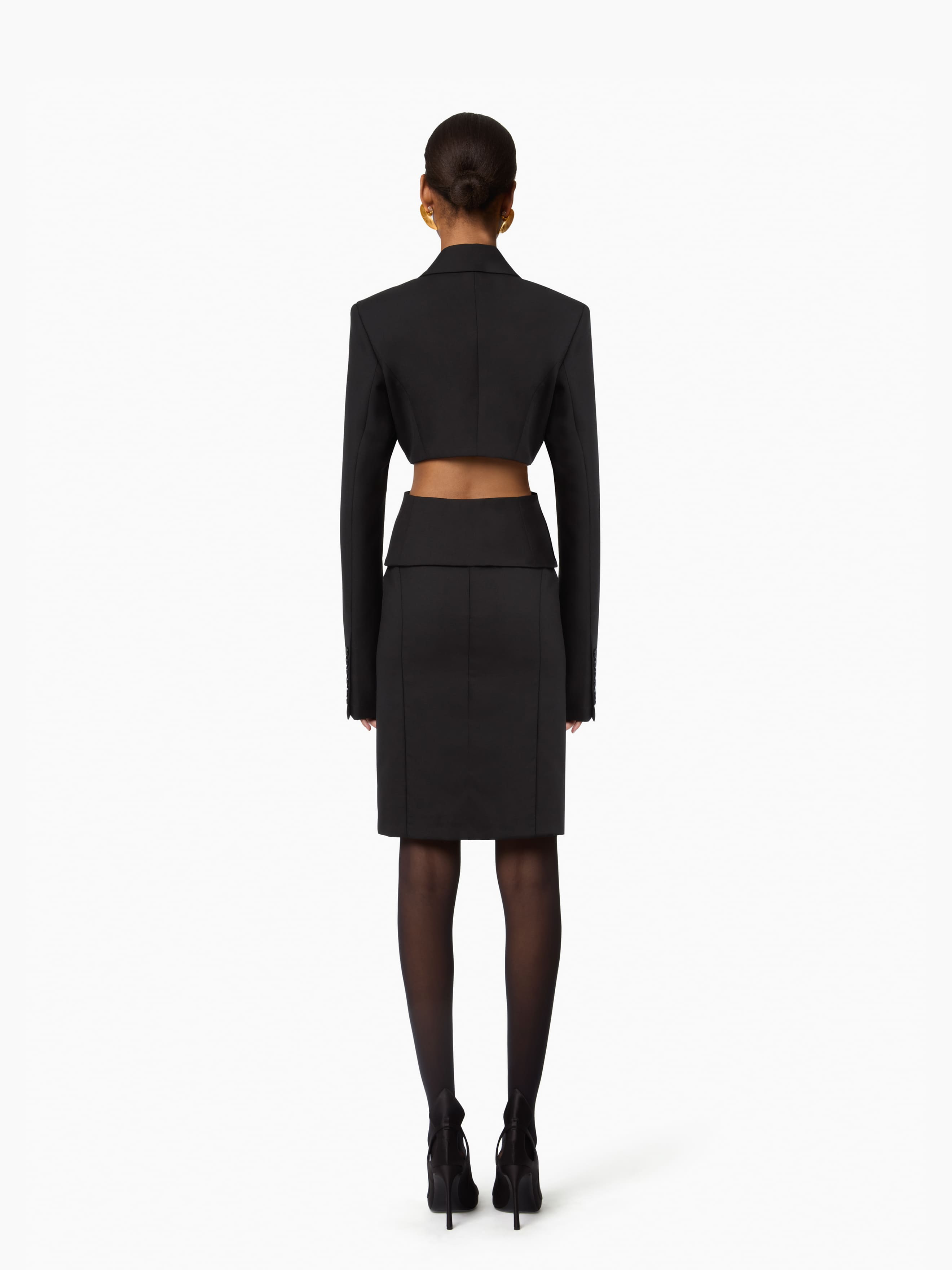 Black Open Back Blazer - 4