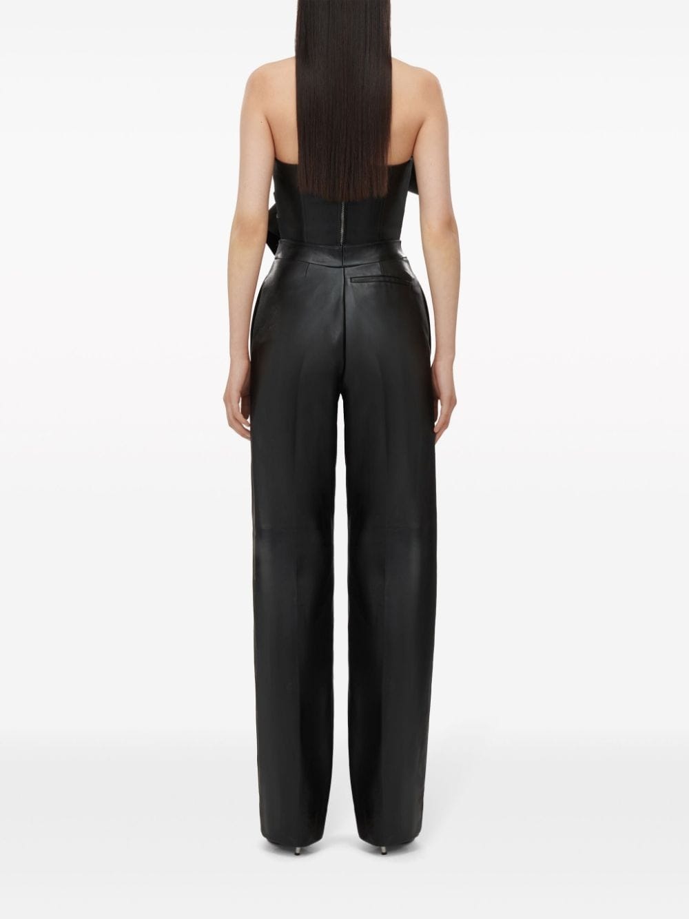 knotted-bow leather corset top - 4