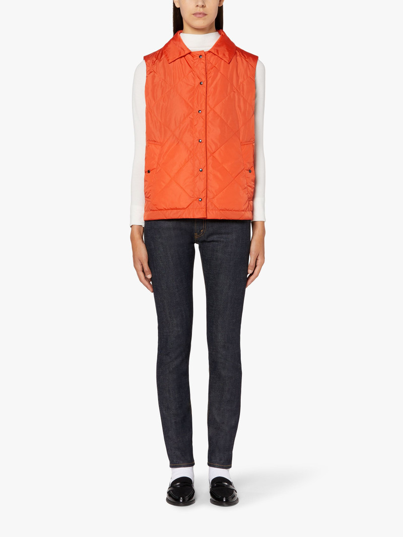 ANNABEL ORANGE NYLON QUILTED LINER VEST | LQV-005 3