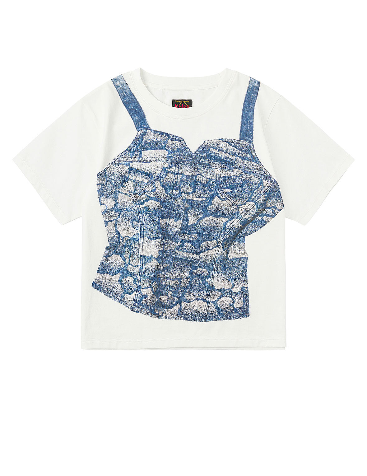 2-in-1 Ishigaki Camouflage Denim Corset Print Fashion Fit T-Shirt - 11