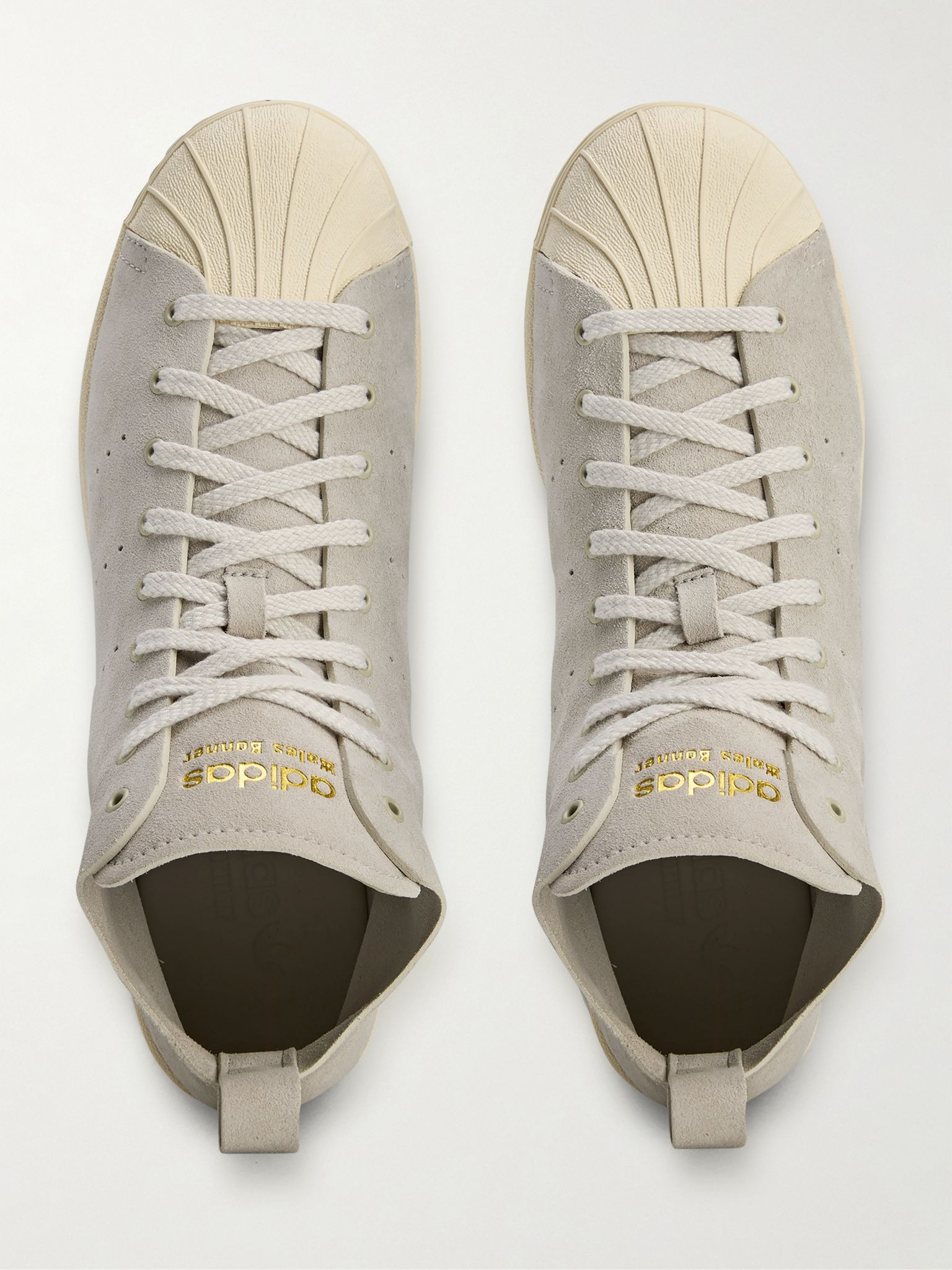 + Wales Bonner Superstar Hi perforated suede sneakers Cream - 3