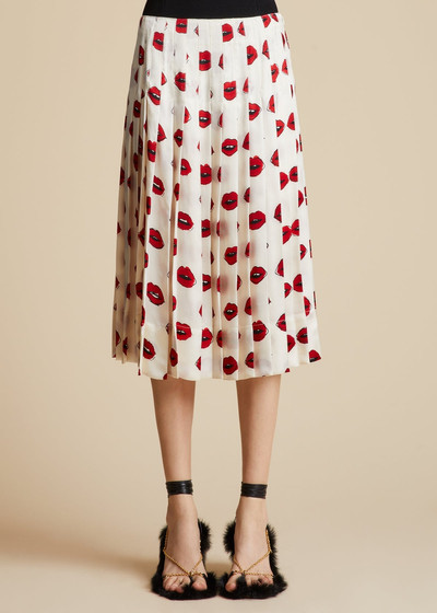 KHAITE The Tudi Skirt in Cream with Red Lip Print outlook