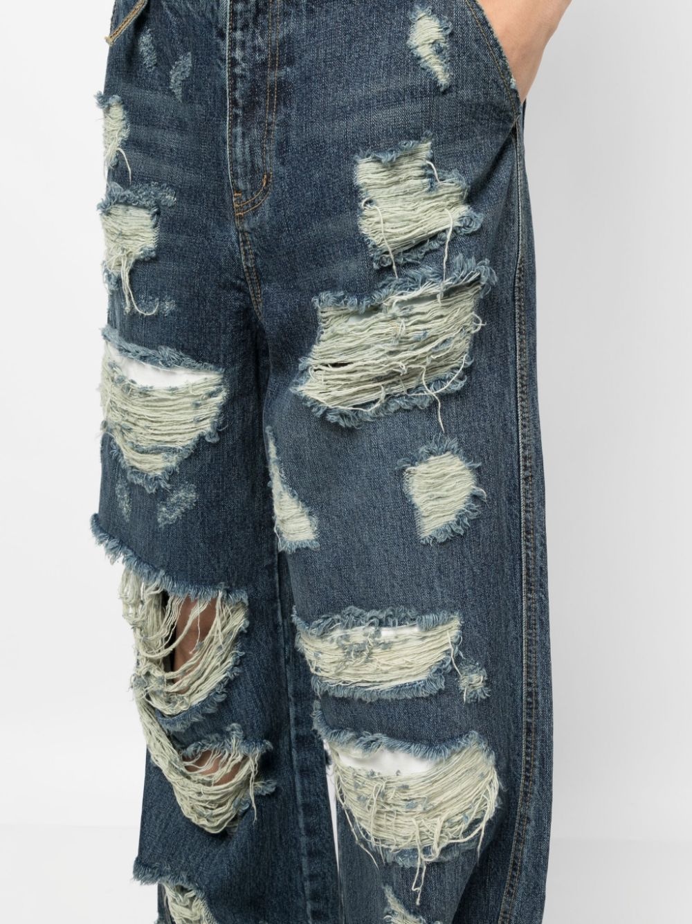 distressed-effect cotton jeans - 5