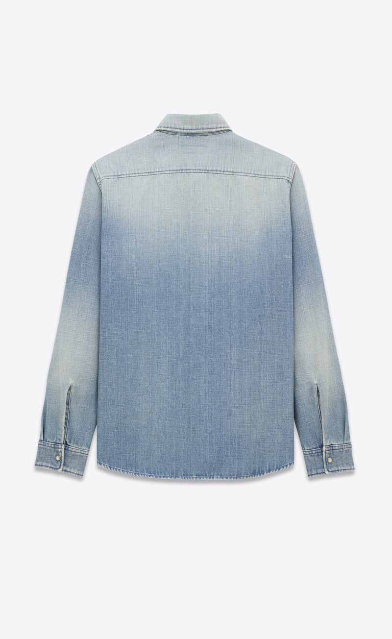 SAINT LAURENT oversized shirt in light japanese lake blue denim outlook