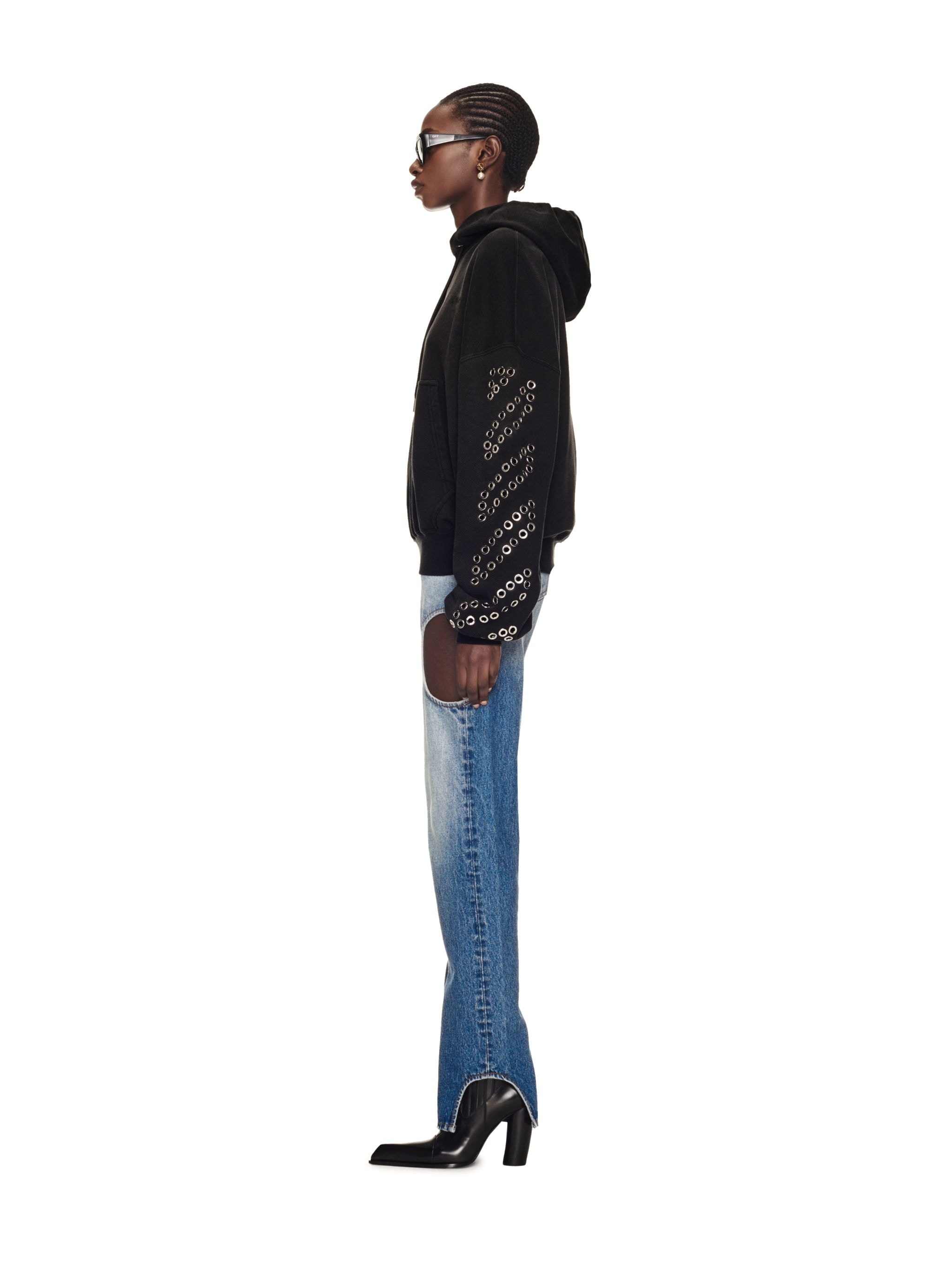 Eyelet Diags Over Hoodie - 3
