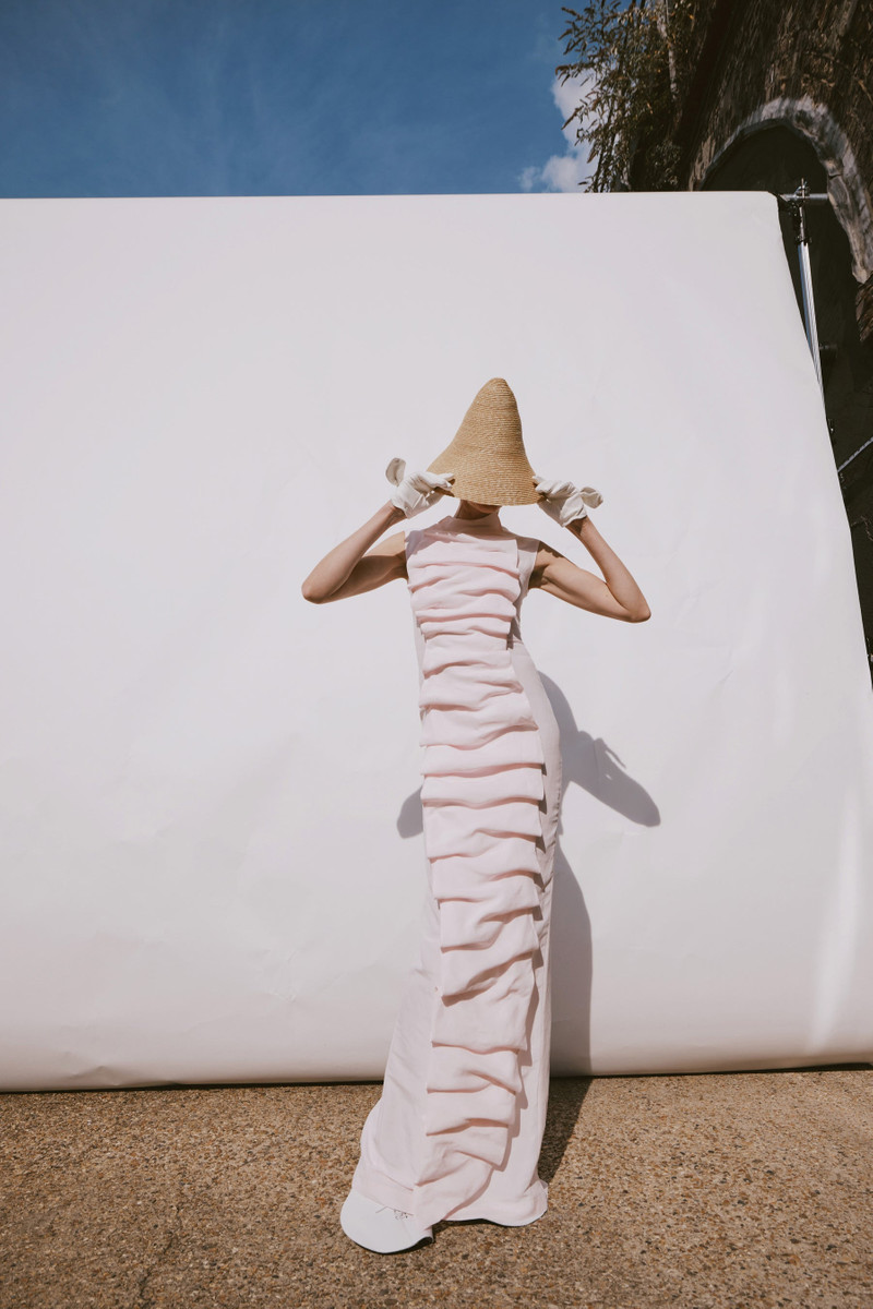 BIB-FRONT MAXI DRESS PALE PINK 1