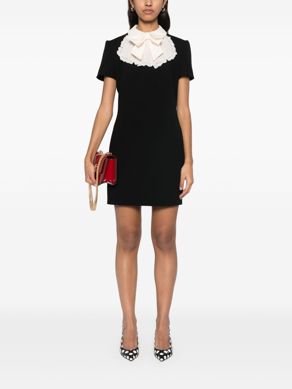 jabot-collar crepe mini dress - 2