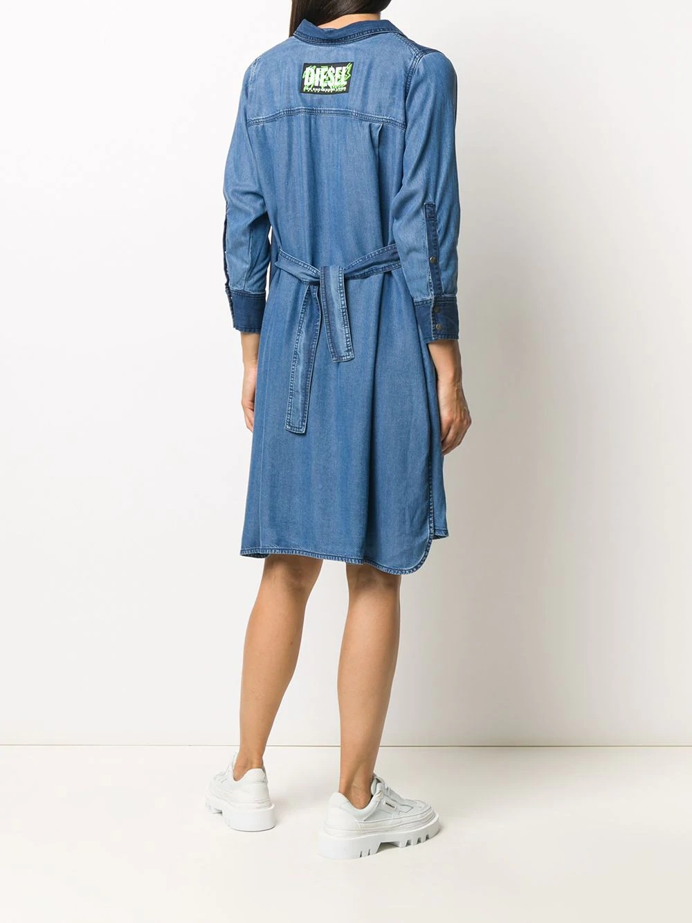 tie-waist denim shirt-dress - 4